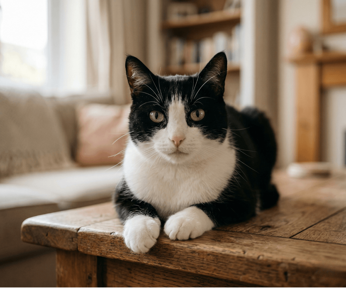 Serene cat sitting peacefully