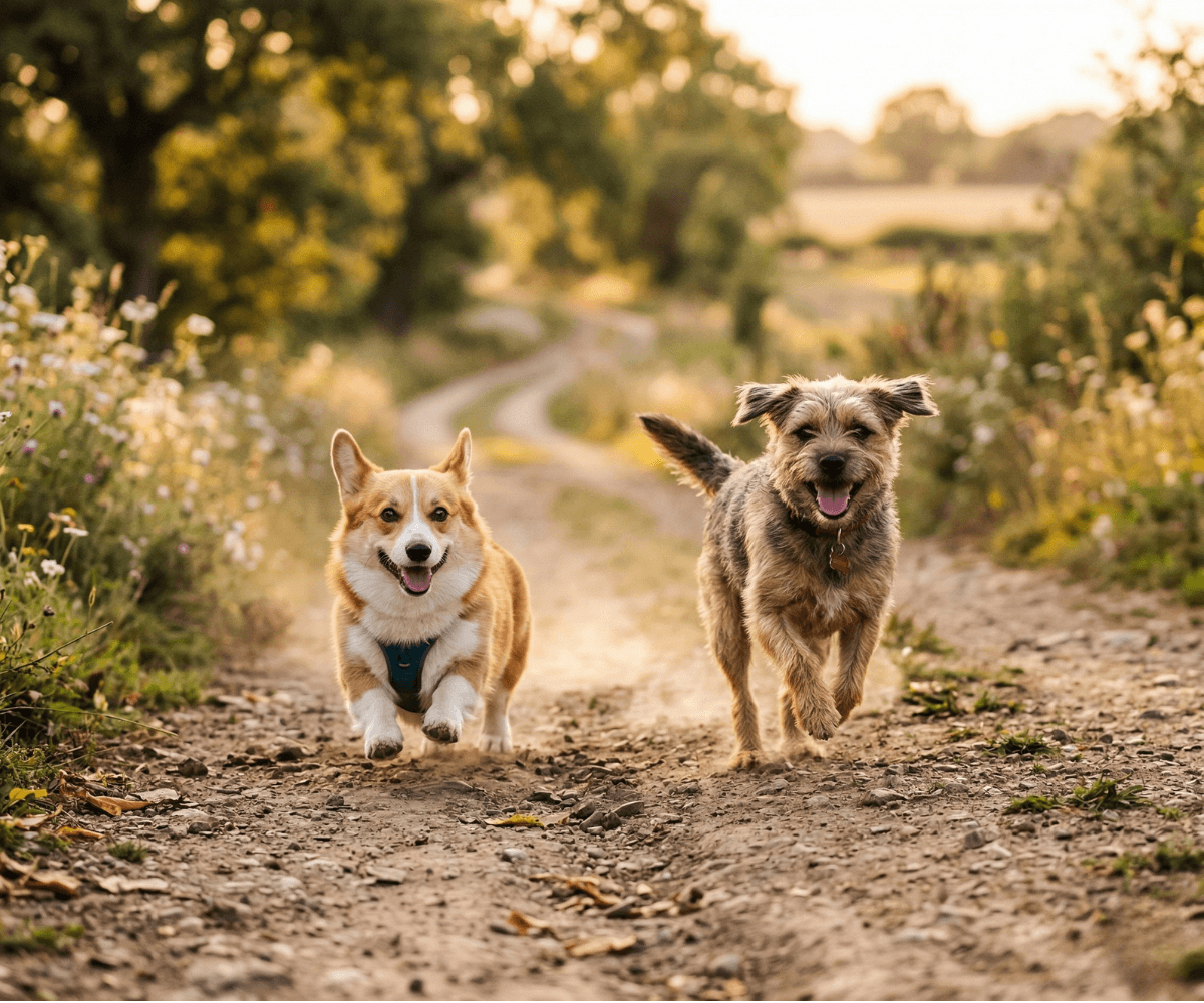 Happy and healthy golden retriever running outdoors