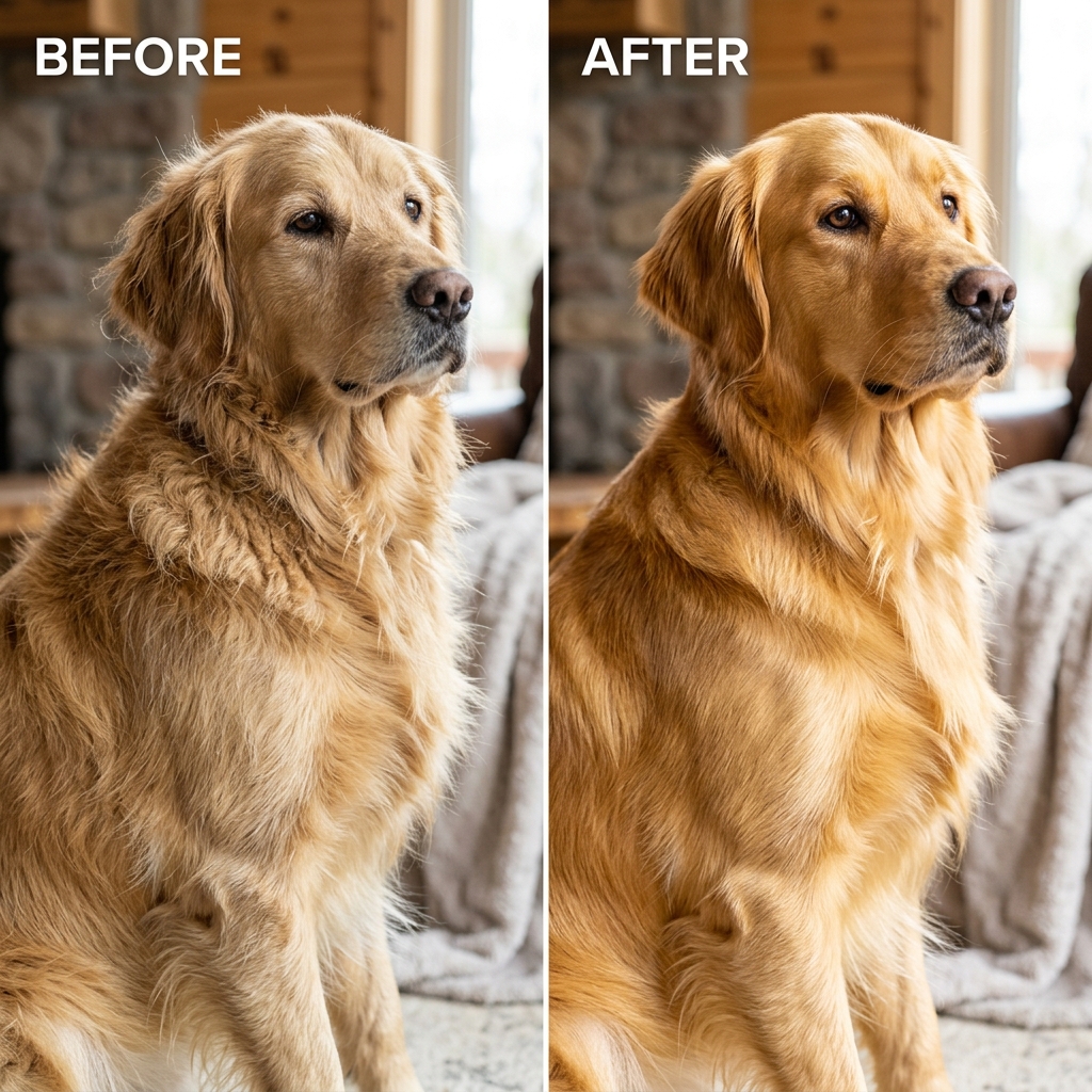 Before and After Shiny Coat